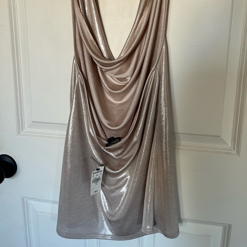Medium Express Shimmery Champagne Top with open back